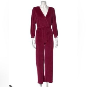 Suzie Kondi pink v neck velour soft cotton jumpsuit